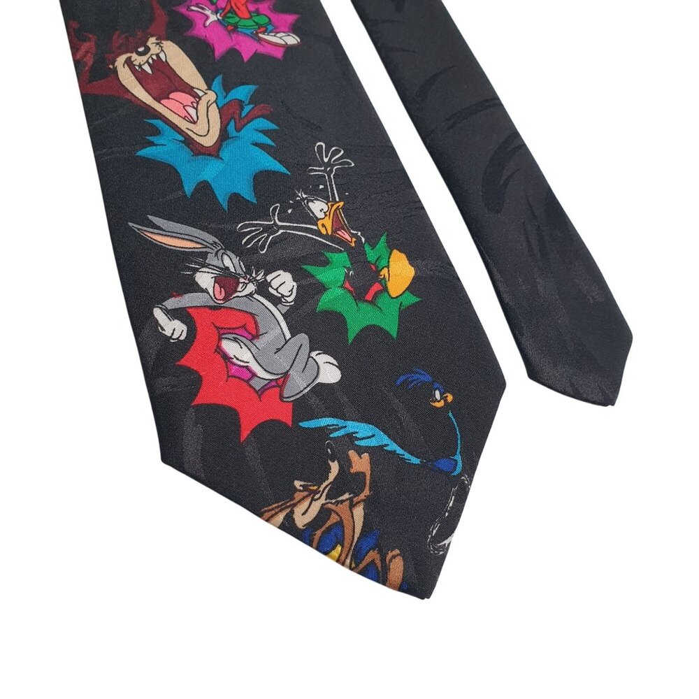 Vintage Looney Tunes Mens Polyester Necktie Cartoon Bugs Taz Marvin Coyote Daffy - Picture 3 of 6
